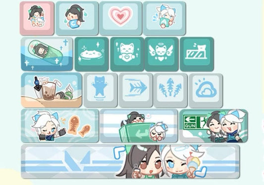 cute Kawaii jett and sage valorant keycaps